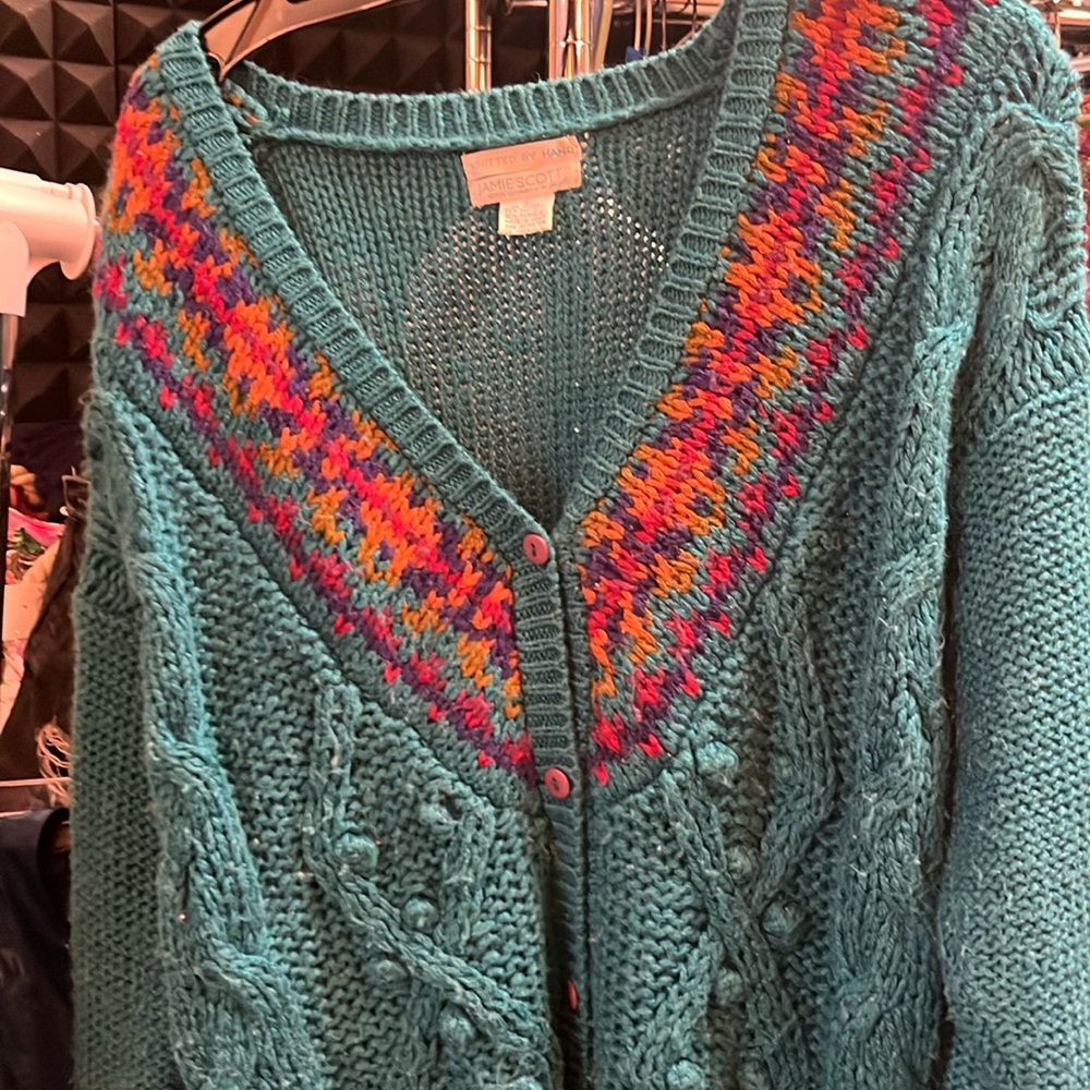 💜Vintage y2k Jamie Scott acrylic hand knitted sweater 90s